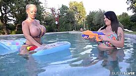 Busty lovers join leanne crow and delzangel in the pool 😏