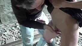 damn, italian slut fucked at station, swallows cum!