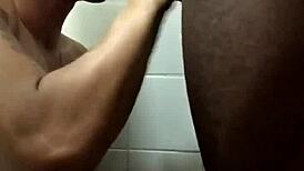 hooking up with sneaky guy at train station, sucking big black cock
