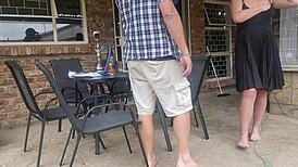 neighbor's wife upskirt fucked outdoors while he's at work 😉