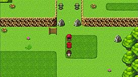 Redhead milf blocks with giant tits in harem game.