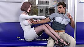 horny train ride with shaved curvy beauty