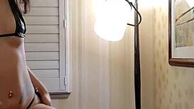 bikini dancer performs pov deepthroat on black cock