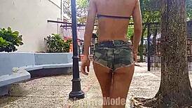 i love showing off my small waist and hairy pits with tits bouncing out in public