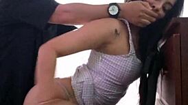 enjoying time with the wife's babysitter in a friendly manner