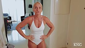 I can't believe my hot milf neighbor fucks my virgin cock hard