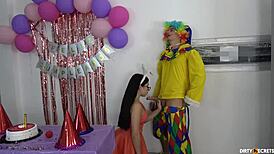 I sneak into the birthday girl’s tight pussy at her father’s house. While he works, we bang with wild cumshots.