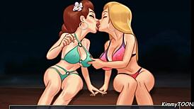 Summertime Saga - Kinky Girlfriend Shares Big Cock Boyfriend on Beach