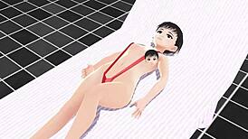 Anime girl swims in micro bikini