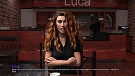 Mark licks his ex-girlfriend in men's bathroom scene