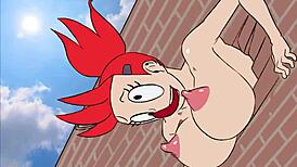 Yo, ever seen Frankie stuck in the wall? This hentai babe with big tits gets monster cock anal!
