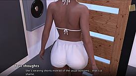 Brunette with big ass dominates in wild anime hentai game