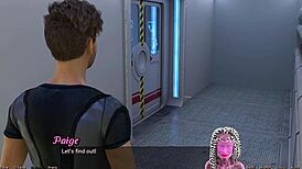 Stranded in space, exploring the cute robot girl