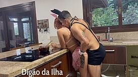 Enjoying a Tasty Bunny in the Kitchen