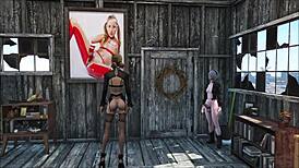 Sexy brunette relaxes at home in fallout 4