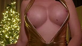 Close-up of a wet pussy with big tits and toys