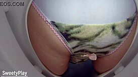 omg, watch piss in panties dripping on toilet bowl cam! 💦