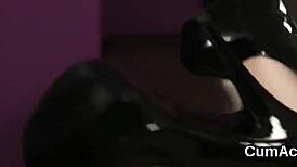 horny doll takes massive jizz facial, gulping every drop 😋