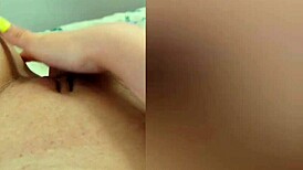 cute young girl reveals legs then fingers wet shaved pussy