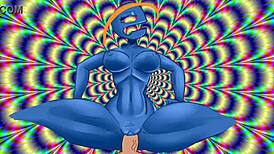 Psychedelic Slut Rides In Cowgirl Position During Anime Hentai Cartoon Scene