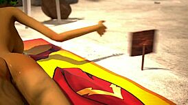 Watch the oily babe get pounded at the beach!