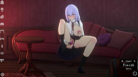 some fun with a cute doll on sofa and toilet room