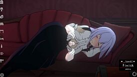 some fun with a cute doll on sofa and toilet room