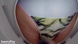 omg, watch piss in panties dripping on toilet bowl cam! 💦