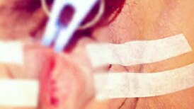 Clit sucking and pinching with an electric massage for a gay orgasm