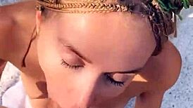 Blonde in fishnets, Mia Bandini, fucked ass to mouth and creampied in woods