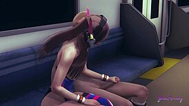overwatch yaoi femboy d va in uncensored japanese blowjob dildo action.