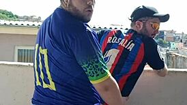 Tbt Drilling Young Brazilian on Rooftop for All to See. Public Deepthroat and Cumshot Shock Crowd.