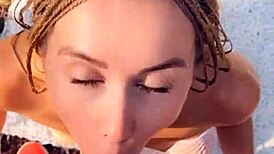 Blonde in fishnets, Mia Bandini, fucked ass to mouth and creampied in woods