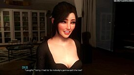 3D game with hot stepsis and huge dildo action