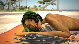 Watch the oily babe get pounded at the beach!