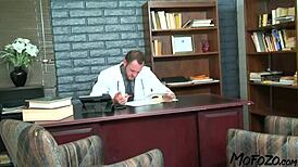 busty nurse lands a sticky facial after deep action on mofozo com.