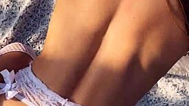 Blonde in fishnets, Mia Bandini, fucked ass to mouth and creampied in woods