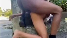 gave it up to a brazilian with a huge cock outdoors. nearly caught in abandoned lot.