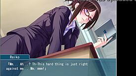 The cute teacher with glasses hides her lust while bound and masturbating.