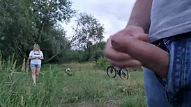 Man Flashes and Jerks Off Near Beautiful Girl in Public Street Scene