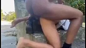 gave it up to a brazilian with a huge cock outdoors. nearly caught in abandoned lot.