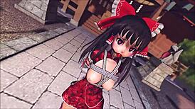 Reim explores touhou adventures in pinkcat hentai.