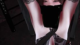 哇，年轻18+女士在狂野3D三人行动画中挑战两个BBC！