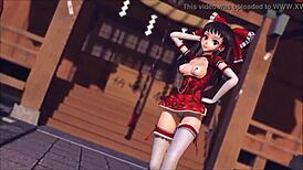 Reim explores touhou adventures in pinkcat hentai.