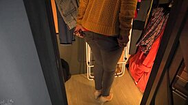 hot secretary teases ass in tight jeans with visible panty