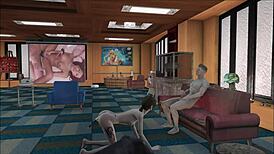 Fallout 4 babe sucks hard with a vibrator stuffed in her ass.