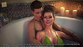 stepmother and wife unwind together in a steamy anime scene with hentai vibes