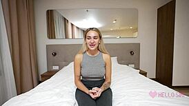 Hey, this is her first porn casting, and she’s taking it all!