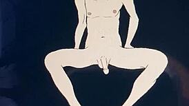 in this anime hentai, the babe stares at his huge penis while cartoon fuckin