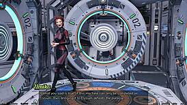 Stranded in space holding hands with asian scientist milf